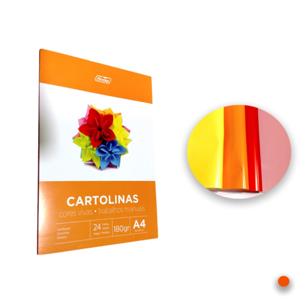 BLOCO A4 CARTOLINA CORES 180GRS 24 FLS